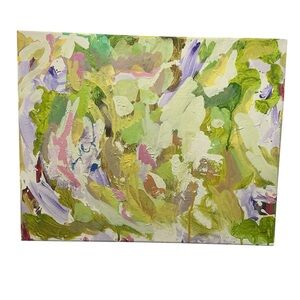 Abstract Green and Purple Canvas Art “ Magic Garden 1”